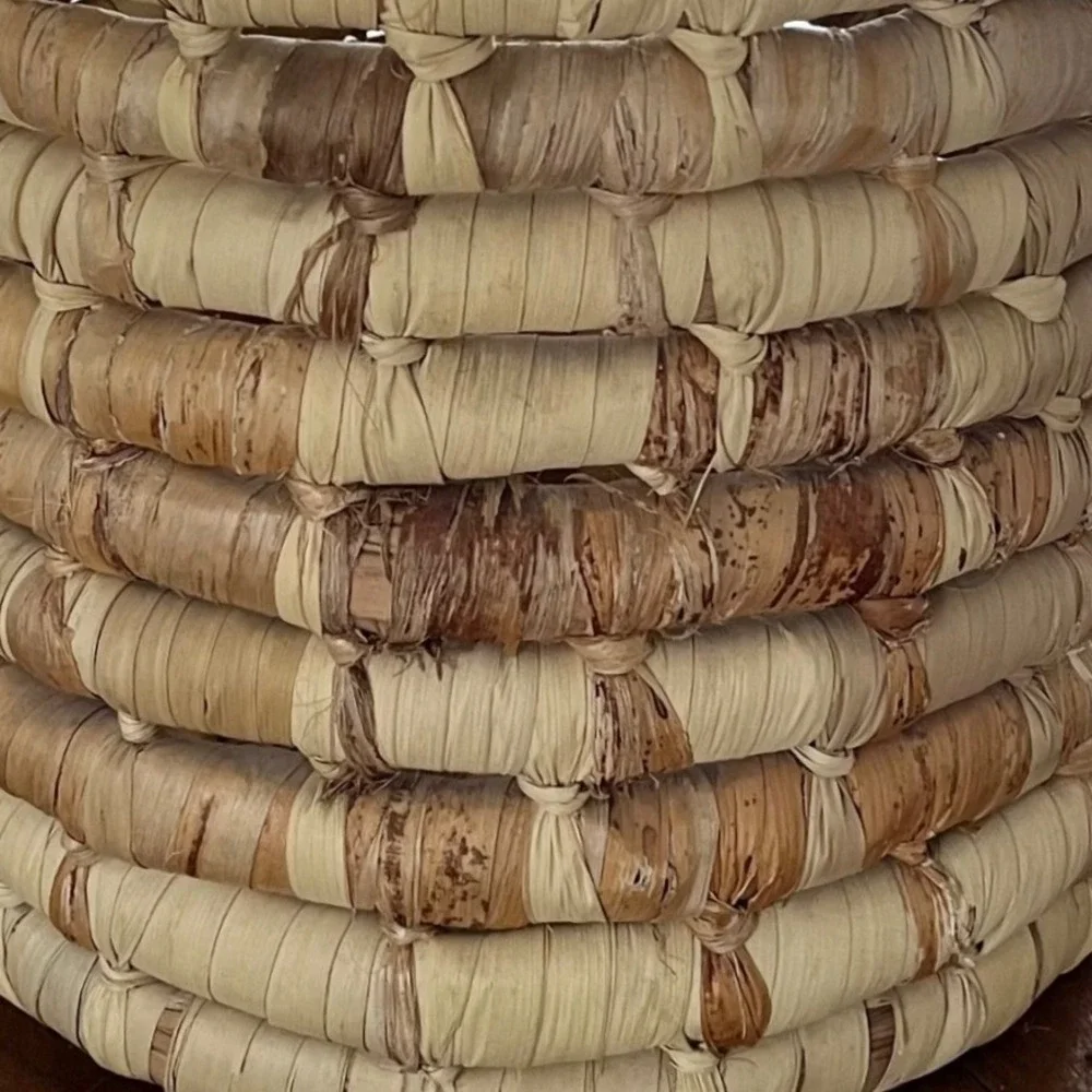 Vintage Palm Leaf Coiled Basket